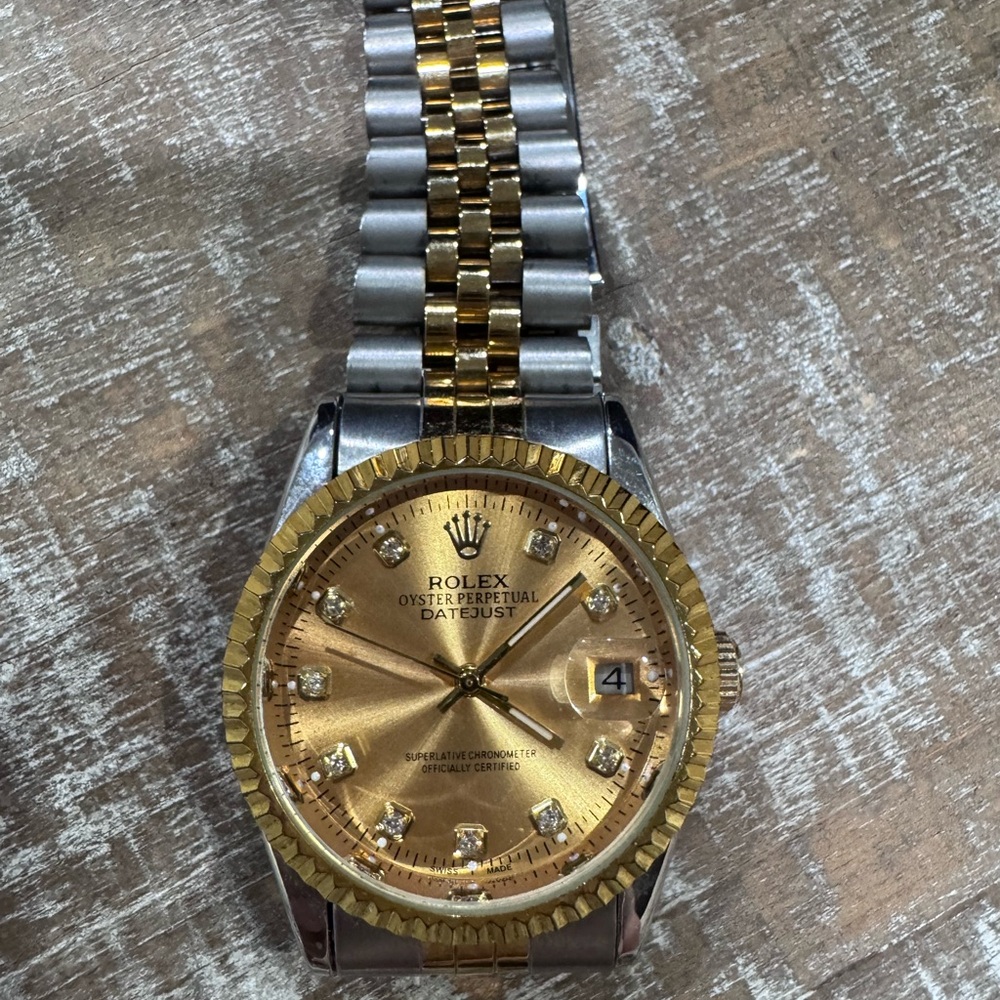 Designer Two-Tone Gold and Silver Unisex Watch
